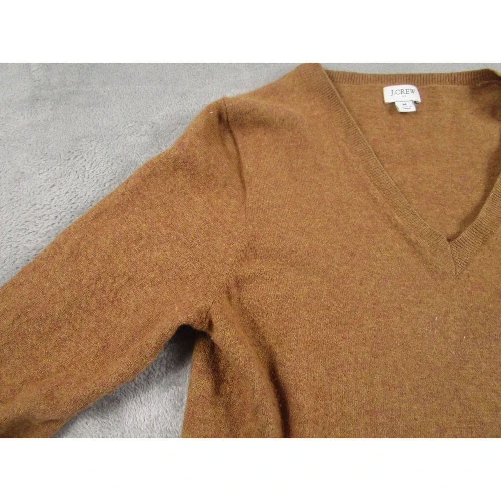J Crew Top‎ Womens Medium Brown V Neck Wool Blend Preppy Modern